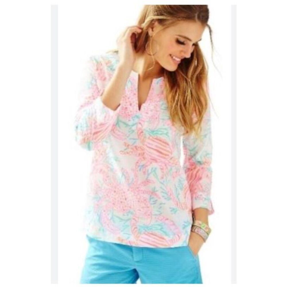 Lilly Pulitzer Amelia Island pink crab tunic - M